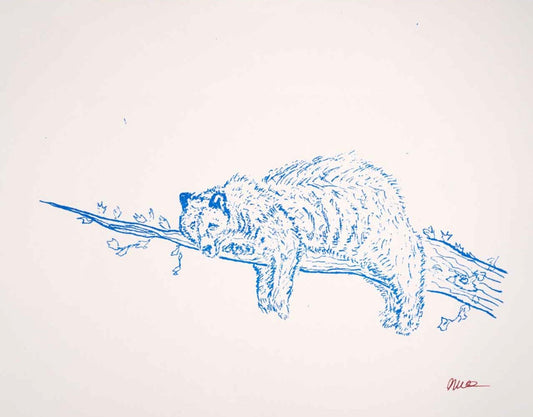 Sleepy Bear print (white)
