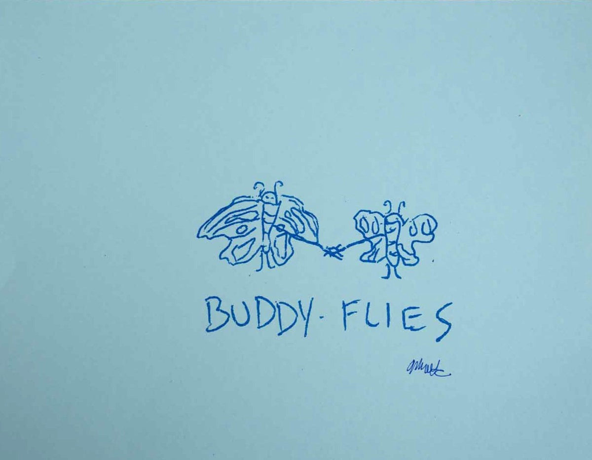 Buddy-Flies print (blue)