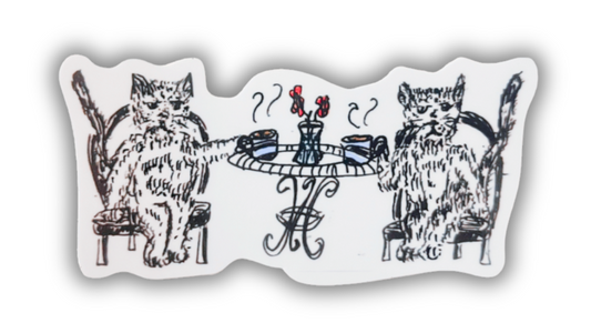 Cats having coffee sticker