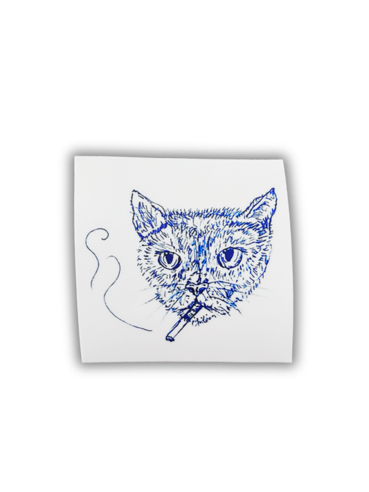 Cat smokin square sticker
