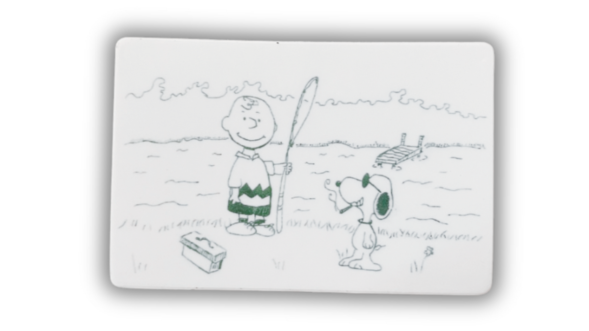 Charlie and Snoopy fishing and smokin sticker