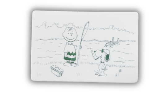 Charlie and Snoopy fishing and smokin sticker