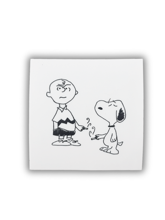 Charlie and Snoopy smokin sticker