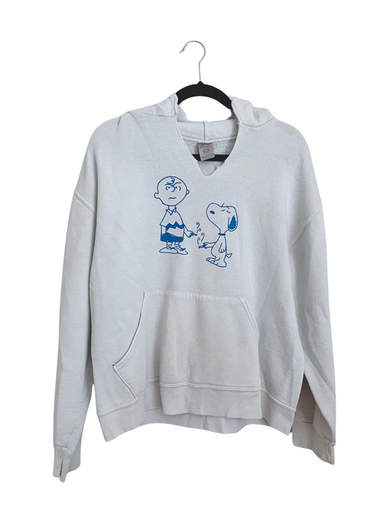 Vintage Grey Russell Hoodie (Snoopy and Charlie Smoking, Medium)