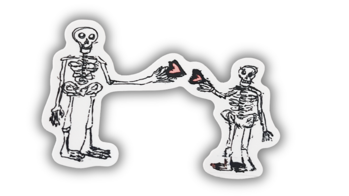 Skelly hearts sticker