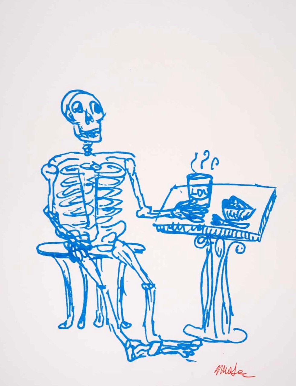 Skelly with Coffee print