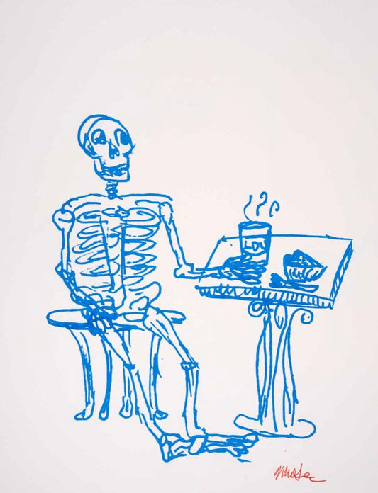 Skelly with Coffee print