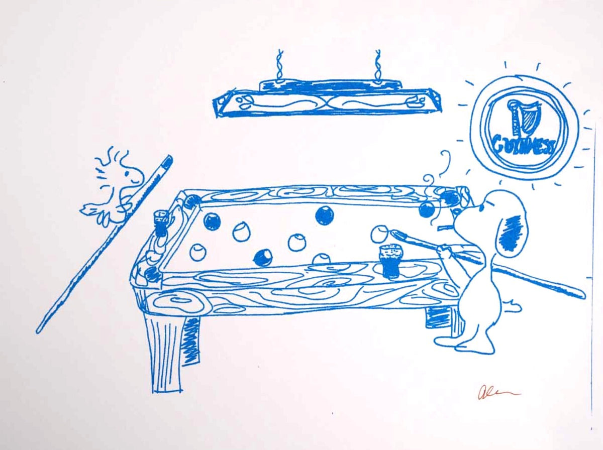 Snoopy and Woodstock Playing Pool print