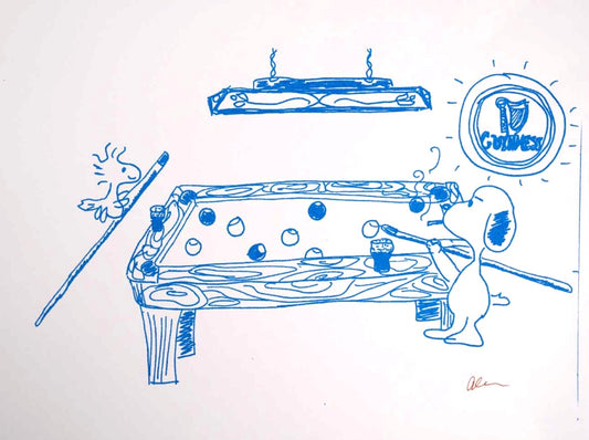 Snoopy and Woodstock Playing Pool print